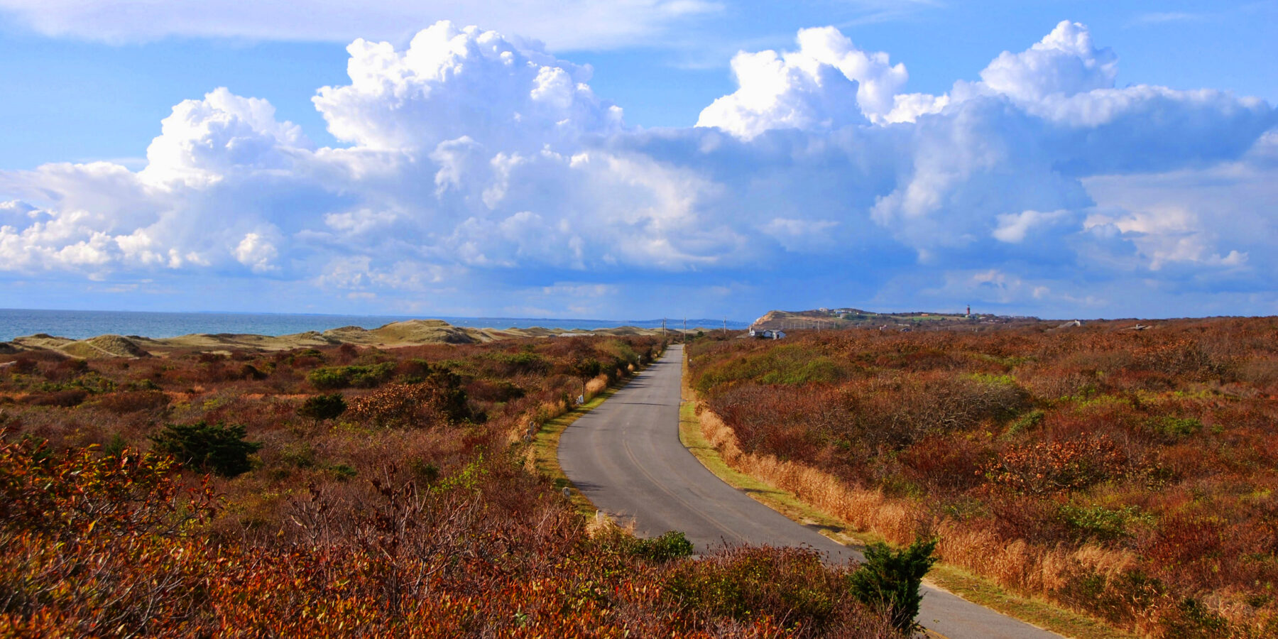 Road through coastal dunes in Aquinnah on Martha’s Vineyard