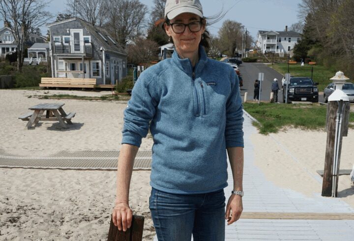 Volunteers posing with litter collected during the Vineyard Conservation Society Earth Day Beach Cleanup on Martha’s Vineyard