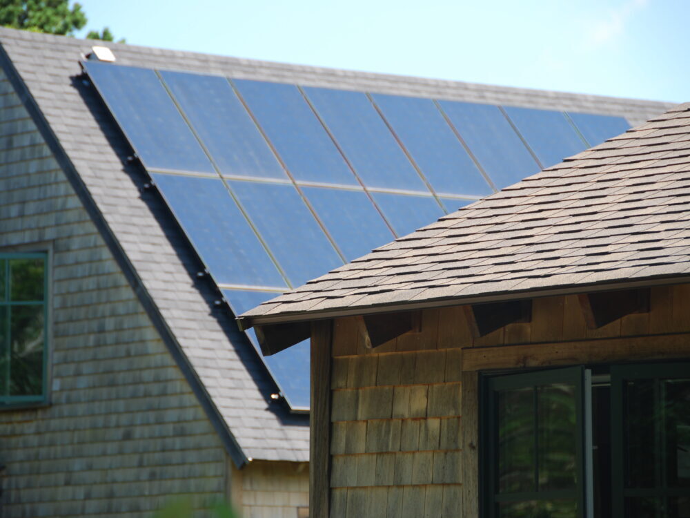 Solar panels on slanted roof