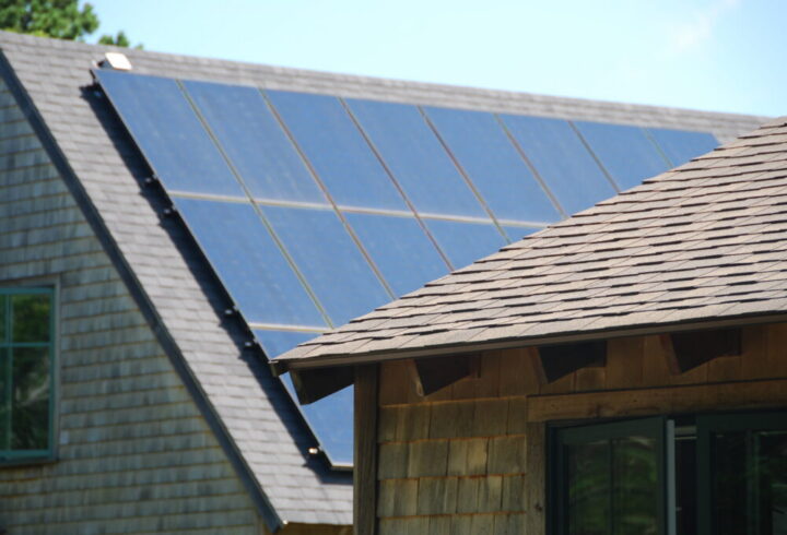 Solar panels on slanted roof