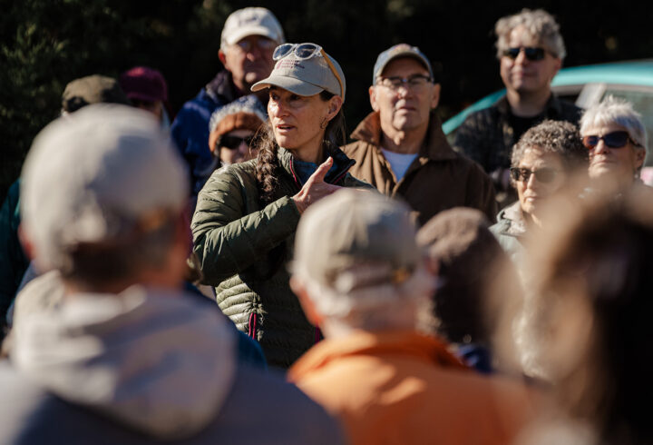 Sam Look speaking during a Winter Walk on Marthas Vineyard