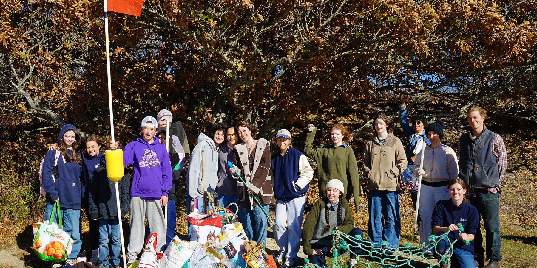 Students participating in an outdoor conservation program on Martha’s Vineyard