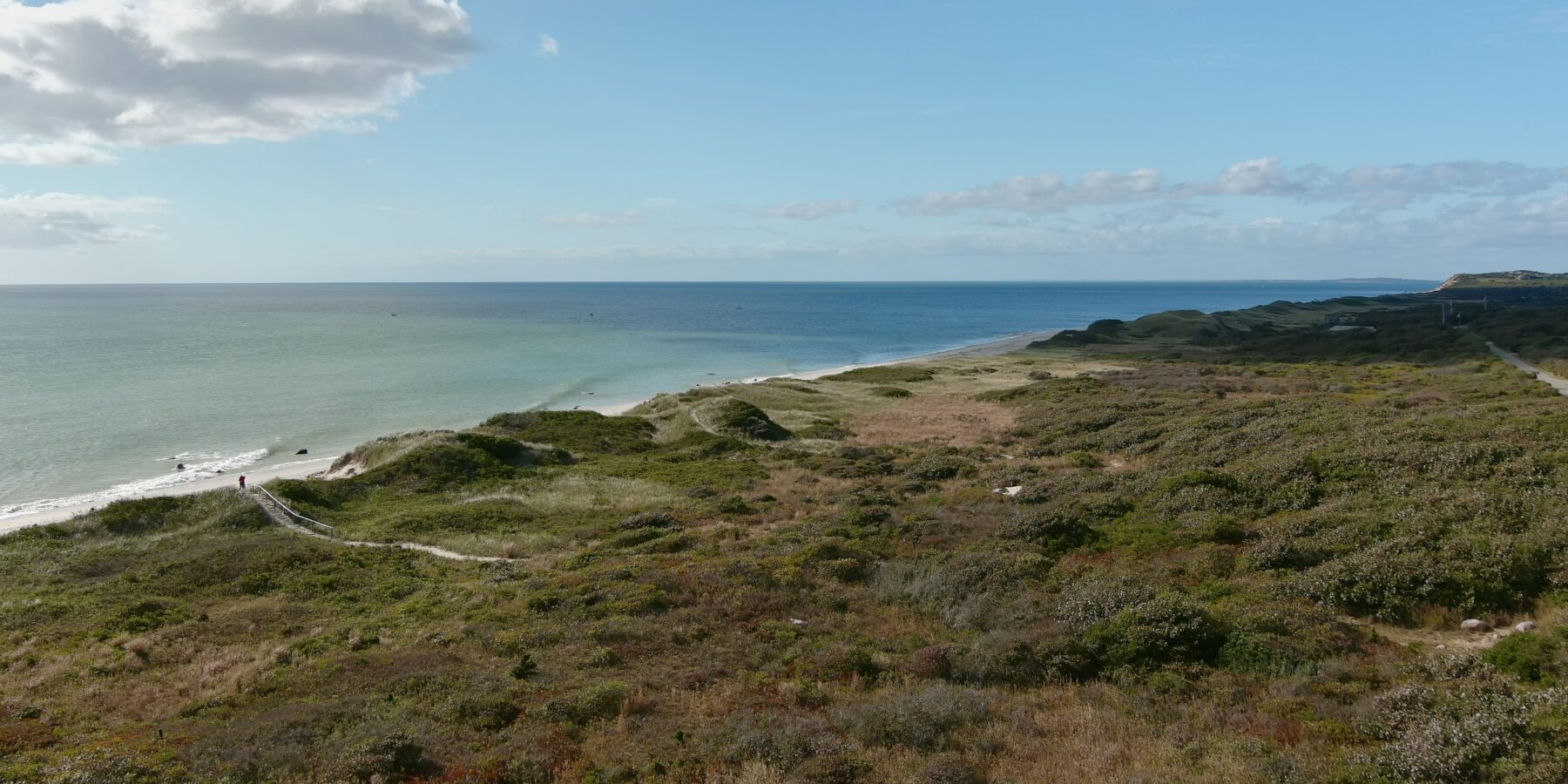 Snowy coastal bluffs and shoreline on Martha’s Vineyard