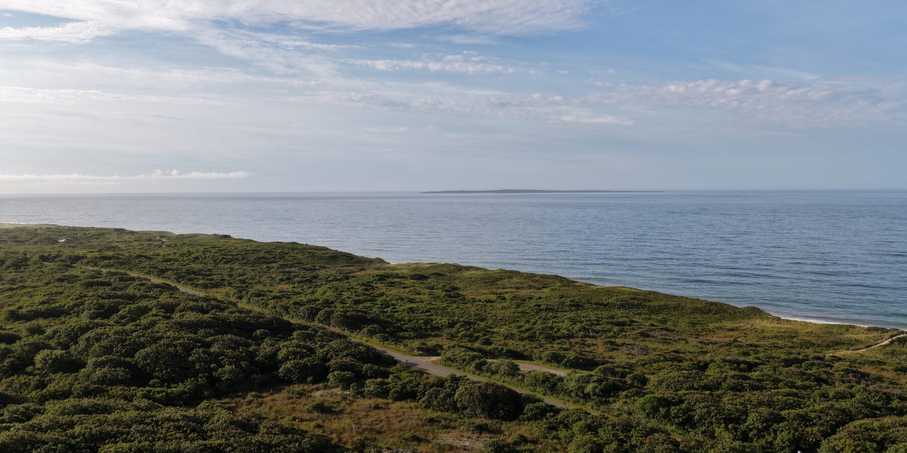 Snowy coastal bluffs and shoreline on Martha’s Vineyard